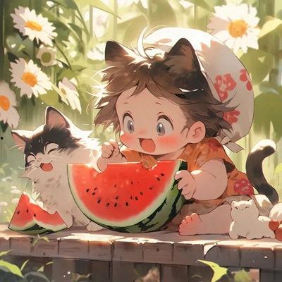 萌宝吃瓜动漫,动漫世界里的甜蜜瓜田